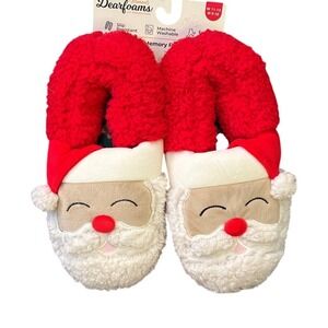 Dearfoams Red and White Santa Slippers Unisex SZ W 11-12; M 9-10 NEW